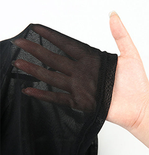 Blusas negras de malla transparente para mujer: diseño seductor de rejilla, modernas y transpirables, perfectas para mujeres amantes de la moda, tanto para atuendos casuales como elegantes.