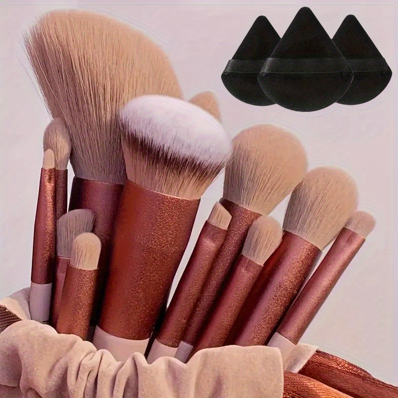Juego de pinceles de maquillaje suaves y esponjosos, pincel kabuki profesional para base de maquillaje en polvo y sombra de ojos