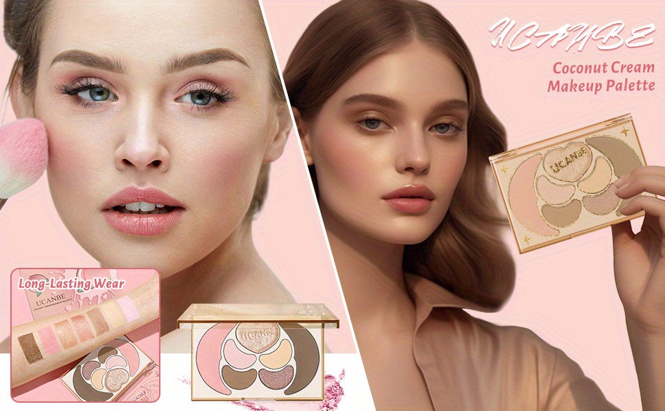 Kit de maquillaje todo en uno UCANBE: 4 sombras de ojos mate brillantes, 1 rubor, 1 bronceador contorno, 1 iluminador. Paleta de maquillaje. Sets de maquillaje para mujeres, niñas y adolescentes.