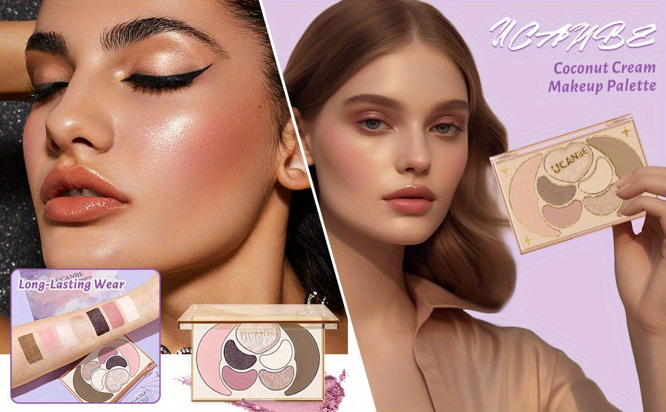 Kit de maquillaje todo en uno UCANBE: 4 sombras de ojos mate brillantes, 1 rubor, 1 bronceador contorno, 1 iluminador. Paleta de maquillaje. Sets de maquillaje para mujeres, niñas y adolescentes.