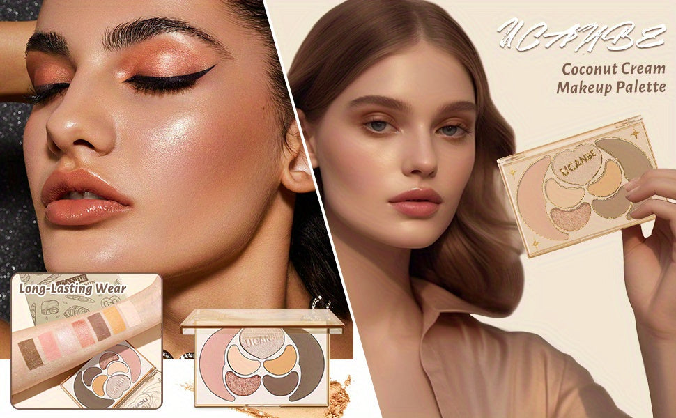 Kit de maquillaje todo en uno UCANBE: 4 sombras de ojos mate brillantes, 1 rubor, 1 bronceador contorno, 1 iluminador. Paleta de maquillaje. Sets de maquillaje para mujeres, niñas y adolescentes.