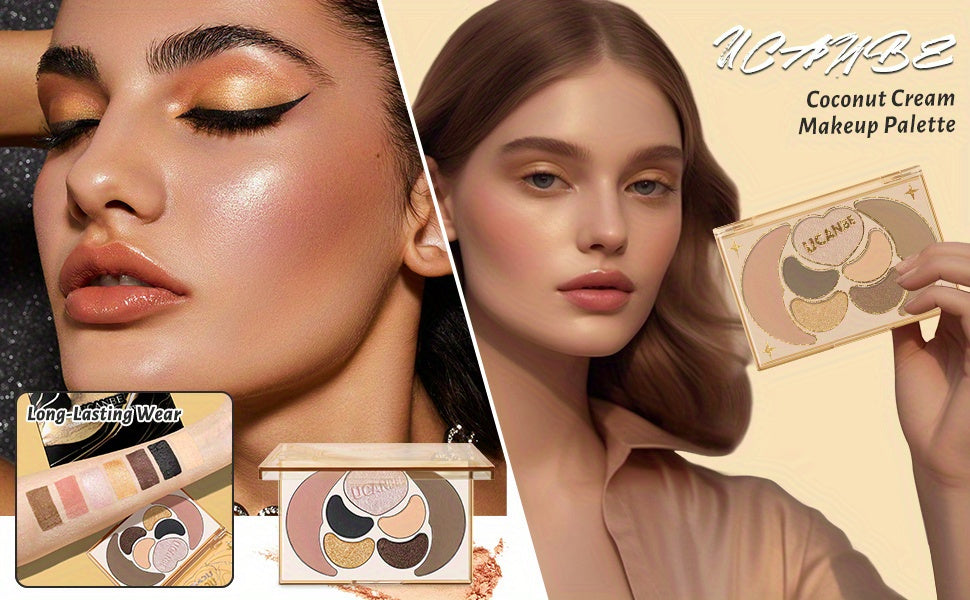 Kit de maquillaje todo en uno UCANBE: 4 sombras de ojos mate brillantes, 1 rubor, 1 bronceador contorno, 1 iluminador. Paleta de maquillaje. Sets de maquillaje para mujeres, niñas y adolescentes.