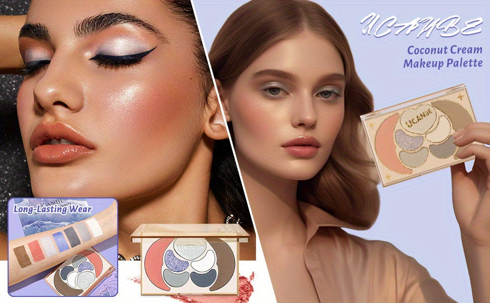 Kit de maquillaje todo en uno UCANBE: 4 sombras de ojos mate brillantes, 1 rubor, 1 bronceador contorno, 1 iluminador. Paleta de maquillaje. Sets de maquillaje para mujeres, niñas y adolescentes.