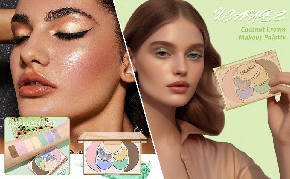 Kit de maquillaje todo en uno UCANBE: 4 sombras de ojos mate brillantes, 1 rubor, 1 bronceador contorno, 1 iluminador. Paleta de maquillaje. Sets de maquillaje para mujeres, niñas y adolescentes.