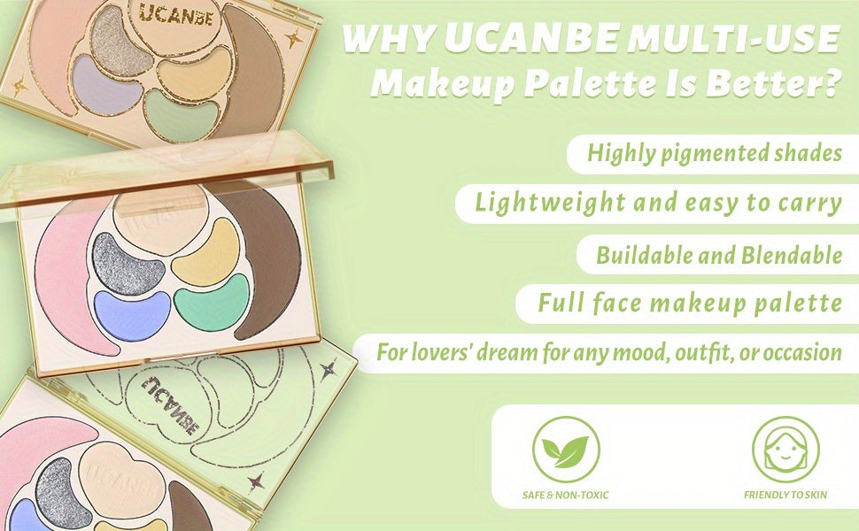 Kit de maquillaje todo en uno UCANBE: 4 sombras de ojos mate brillantes, 1 rubor, 1 bronceador contorno, 1 iluminador. Paleta de maquillaje. Sets de maquillaje para mujeres, niñas y adolescentes.