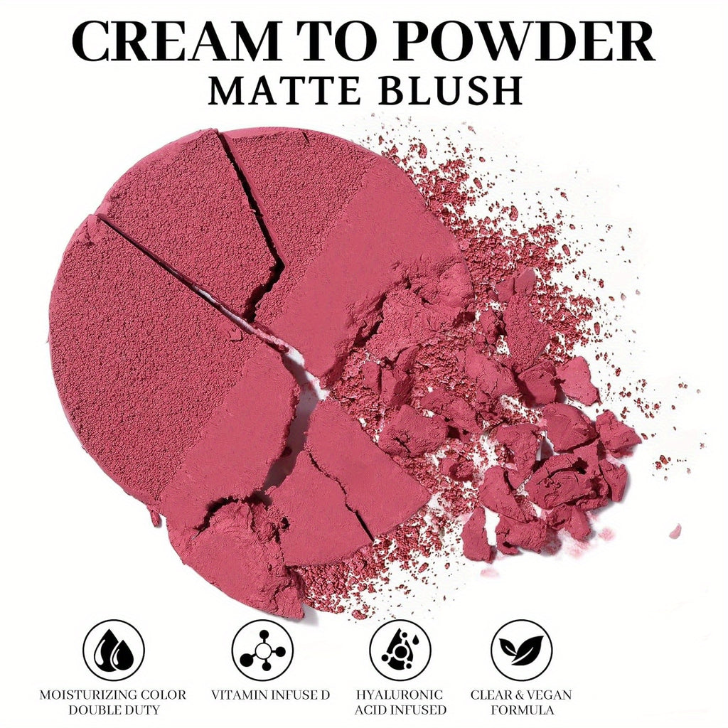Paleta de maquillaje UCANBE con colorete en crema mate que se convierte en polvo, colorete ligero y altamente pigmentado para mejillas y ojos, coloretes para el rostro con cobertura aterciopelada impecable y fácil de difuminar.