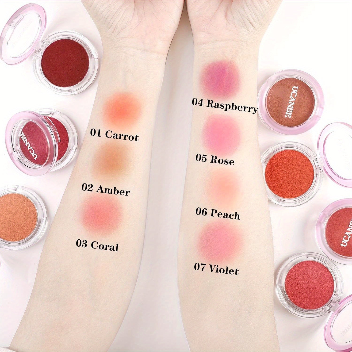 Paleta de maquillaje UCANBE con colorete en crema mate que se convierte en polvo, colorete ligero y altamente pigmentado para mejillas y ojos, coloretes para el rostro con cobertura aterciopelada impecable y fácil de difuminar.