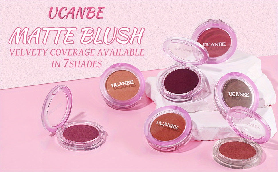 Paleta de maquillaje UCANBE con colorete en crema mate que se convierte en polvo, colorete ligero y altamente pigmentado para mejillas y ojos, coloretes para el rostro con cobertura aterciopelada impecable y fácil de difuminar.