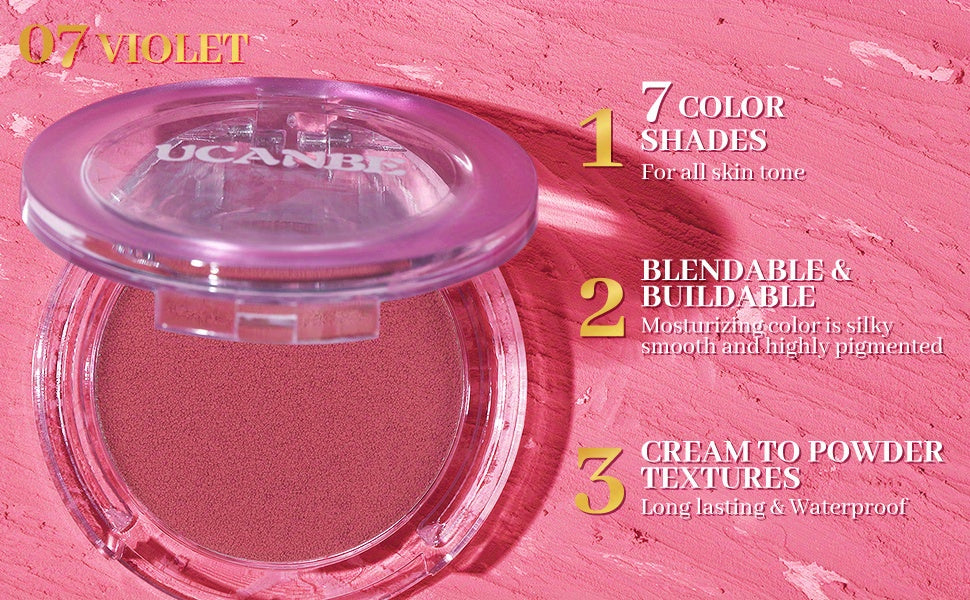 Paleta de maquillaje UCANBE con colorete en crema mate que se convierte en polvo, colorete ligero y altamente pigmentado para mejillas y ojos, coloretes para el rostro con cobertura aterciopelada impecable y fácil de difuminar.