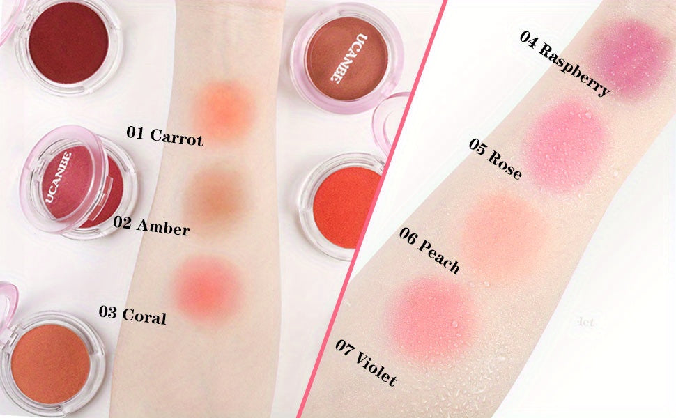 Paleta de maquillaje UCANBE con colorete en crema mate que se convierte en polvo, colorete ligero y altamente pigmentado para mejillas y ojos, coloretes para el rostro con cobertura aterciopelada impecable y fácil de difuminar.