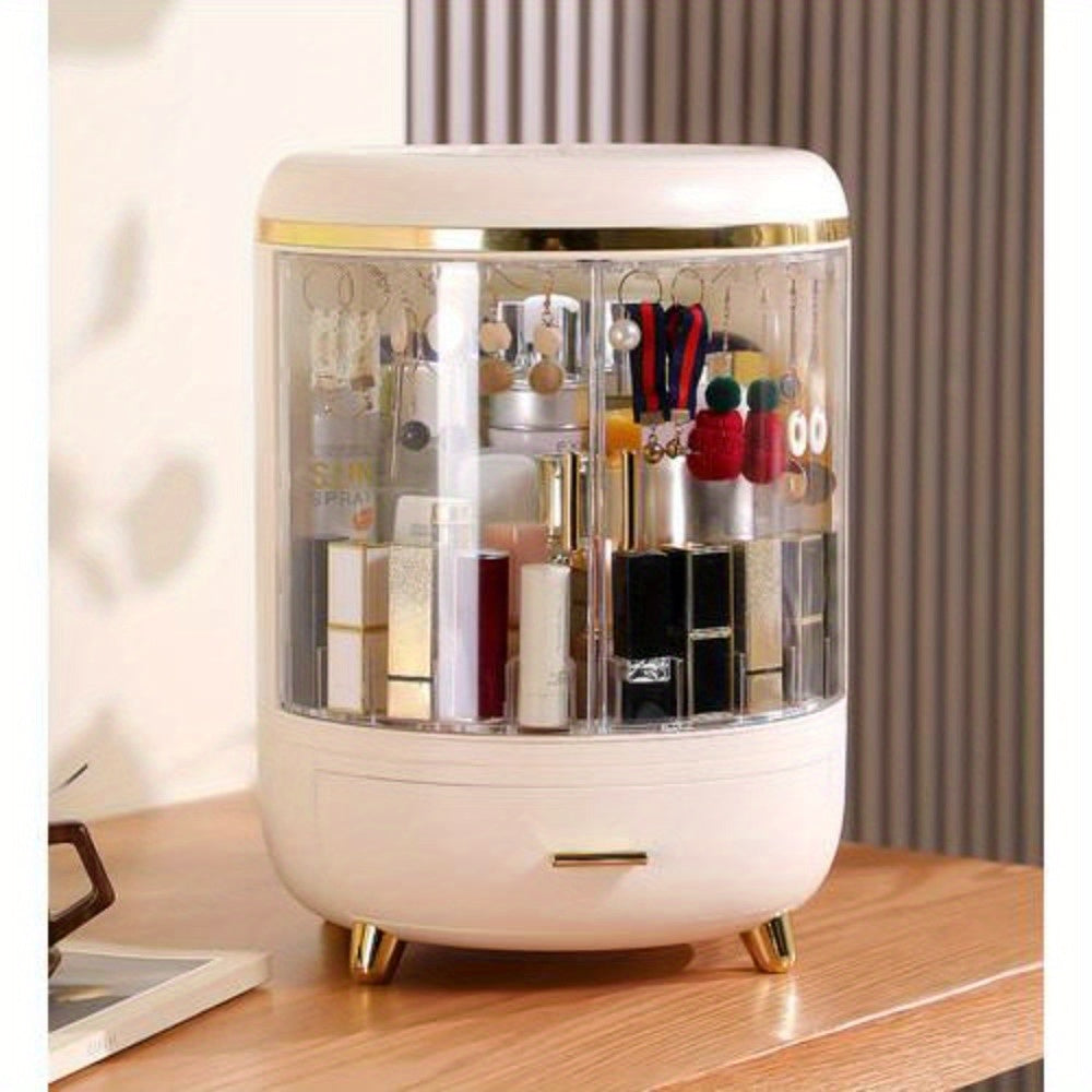 Estuche multifuncional para maquillaje, organizador de maquillaje con cajones, vitrinas para guardar cosméticos con espejo, organizadores para el cuidado de la piel a prueba de polvo, adecuados para el baño y el tocador.