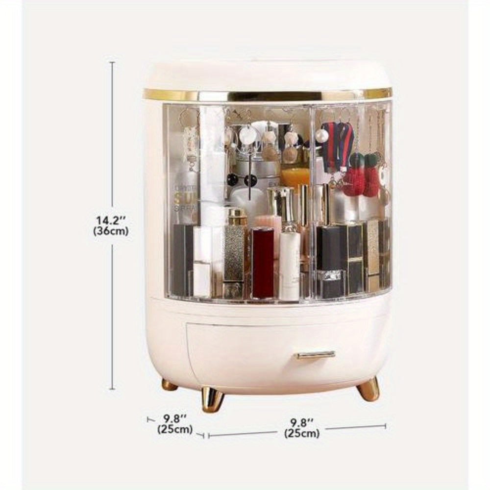 Estuche multifuncional para maquillaje, organizador de maquillaje con cajones, vitrinas para guardar cosméticos con espejo, organizadores para el cuidado de la piel a prueba de polvo, adecuados para el baño y el tocador.
