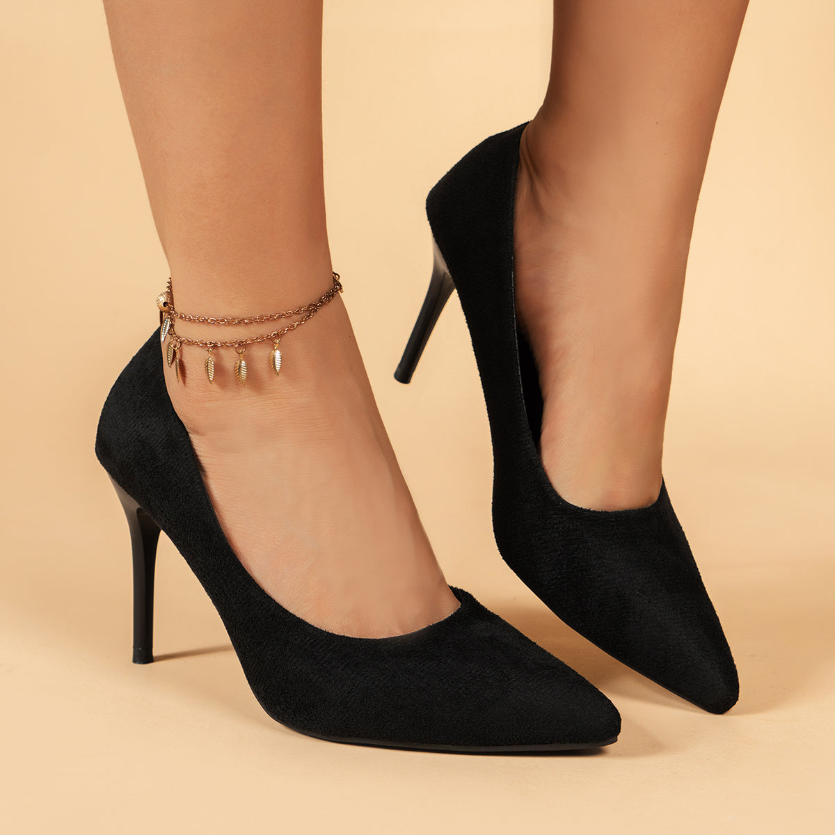 Zapatos de tacón alto con punta afilada para mujer, zapatos de salón negros y sensuales con tacón de aguja, tacones versátiles para vestir.