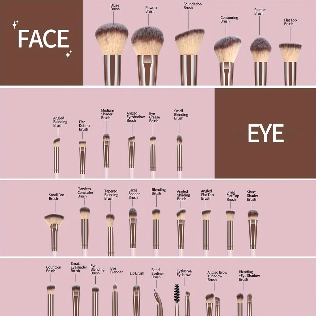 Pinceles de maquillaje Juego de 30 pinceles de maquillaje profesionales Kabuki sintético premium para base de maquillaje