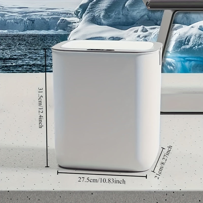 Cubo de basura inteligente con carga USB, 1 unidad, gran capacidad de 18 litros, apertura automática de la tapa, cubo de basura electrónico portátil para salón, dormitorio y cocina, batería recargable de polímero de litio, ≤36 V.