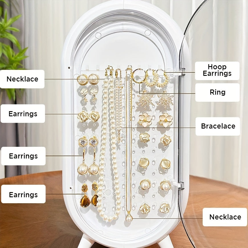 Portable Light Luxury Series Multi-Function Make Up Case Cosmetic Storage, Skin Care Products Jewelry Organizer Lipstick Box - White