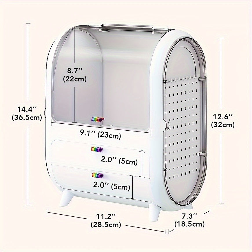 Portable Light Luxury Series Multi-Function Make Up Case Cosmetic Storage, Skin Care Products Jewelry Organizer Lipstick Box - White