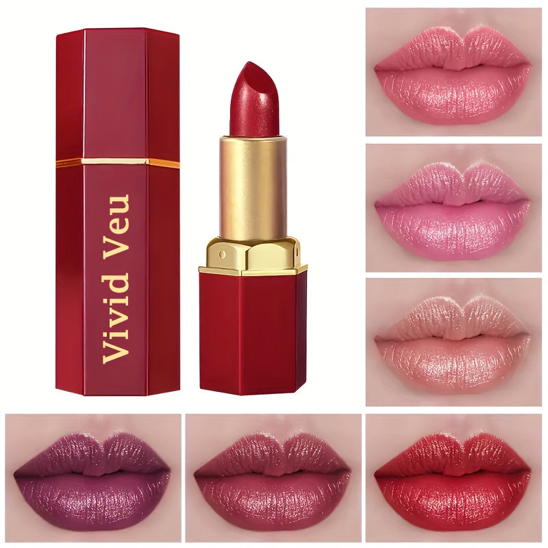 6 Creamy Lipsticks - Long-lasting Moisturising Creamy Formula, Easy To Apply Smooth Texture, Colourful Berry Shades Suitable For All Light Beige Skin Tones, Everyday Make-up, Easy To Apply, Glossy Effect, A Must-have For Beau