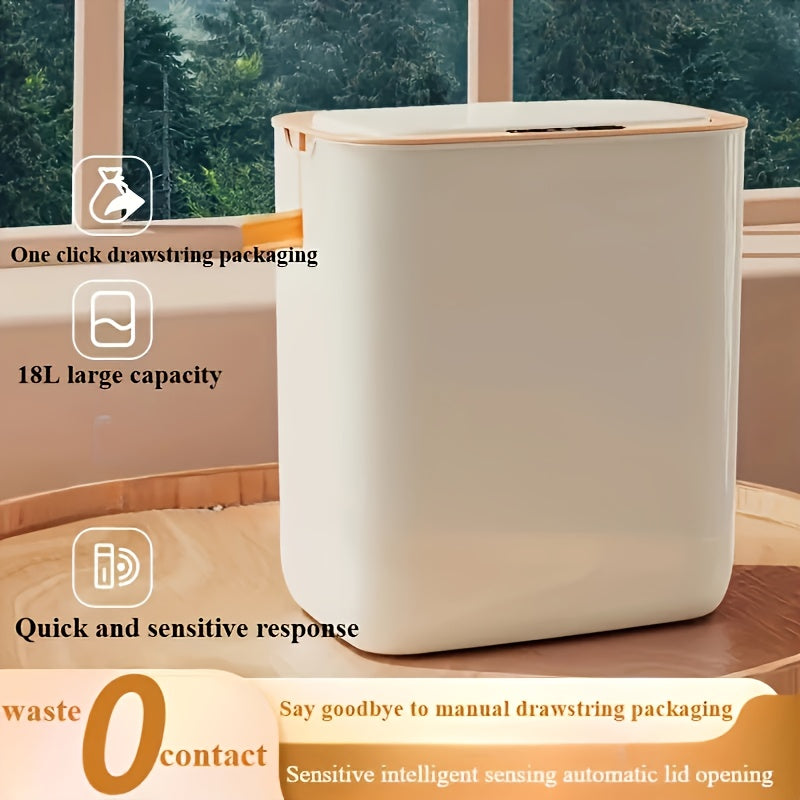 Cubo de basura inteligente con carga USB, 1 unidad, gran capacidad de 18 litros, apertura automática de la tapa, cubo de basura electrónico portátil para salón, dormitorio y cocina, batería recargable de polímero de litio, ≤36 V.