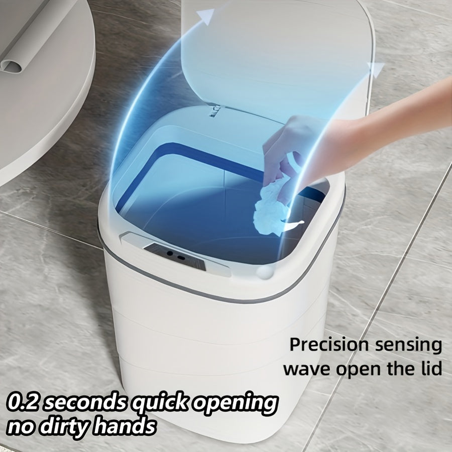 Touchless Smart Trash Can with Hygienic Sensor Technology - Battery-Powered (Requires 2 AA Batteries, Not Included) - Suitable for Kitchen, Bathroom, Living Room, and Office
