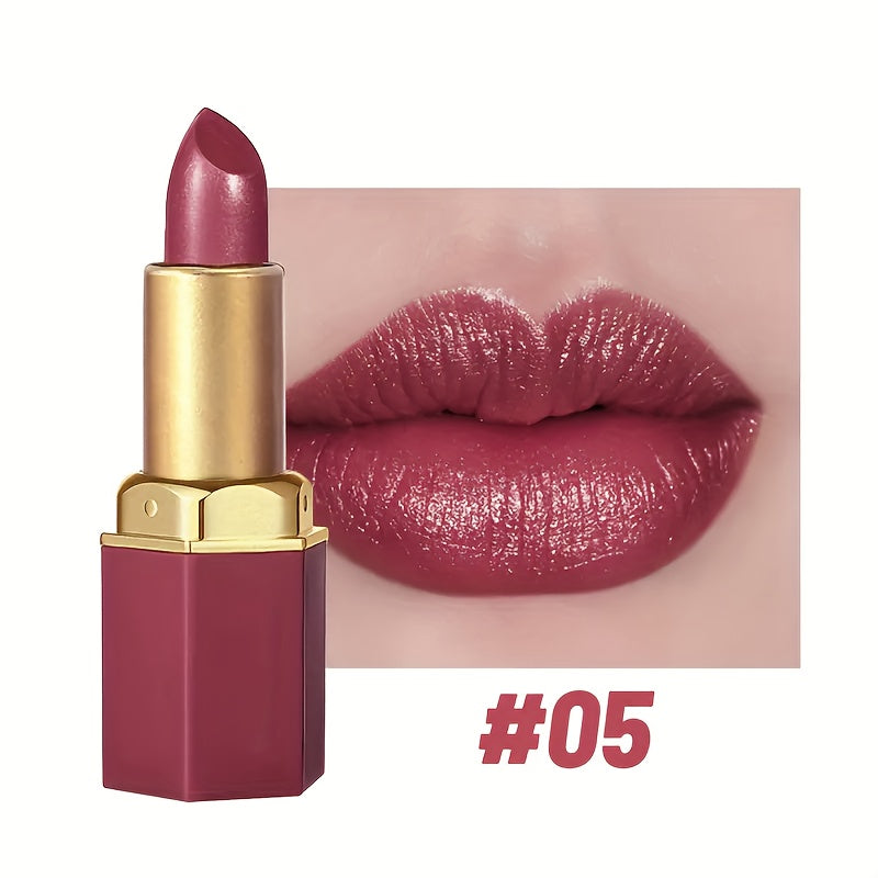 6 Creamy Lipsticks - Long-lasting Moisturising Creamy Formula, Easy To Apply Smooth Texture, Colourful Berry Shades Suitable For All Light Beige Skin Tones, Everyday Make-up, Easy To Apply, Glossy Effect, A Must-have For Beau