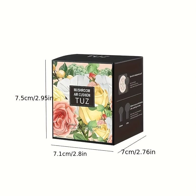 2 unidades de base de maquillaje con almohadilla de aire con cabezal en forma de hongo, crema, crema CC impecable, ligera, cobertura total, corrector hidratante de larga duración, base de maquillaje, maquillaje nude natural.