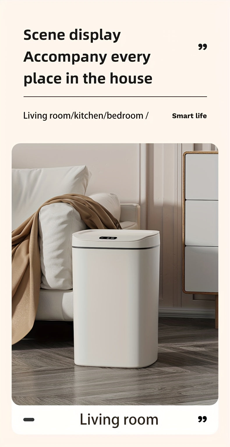 [Smart | Odor-Proof] Quiet Close & Odor-Proof Smart Trash Can | Multiple Capacity Options (3.17gal/3.7gal/4.23gal) & Battery Operated (AA) | Ideal for Kitchen, Bathroom, Living Room, Office - No Batteries Included