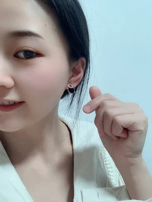 Pendientes de mujer asimétricos redondos huecos pendientes negros accesorios de diamantes de imitación para mujer aretes de mujer