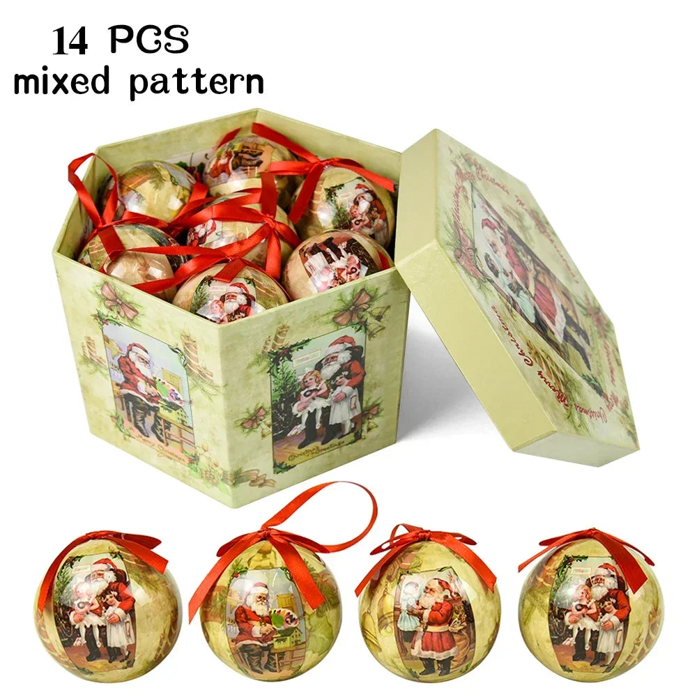 14 piezas de adornos para árbol de Navidad Bolas decorativas Bolas colgantes para fiestas Decoración para el hogar Regalo de Navidad Set Navidad Bola de discoteca Natal
