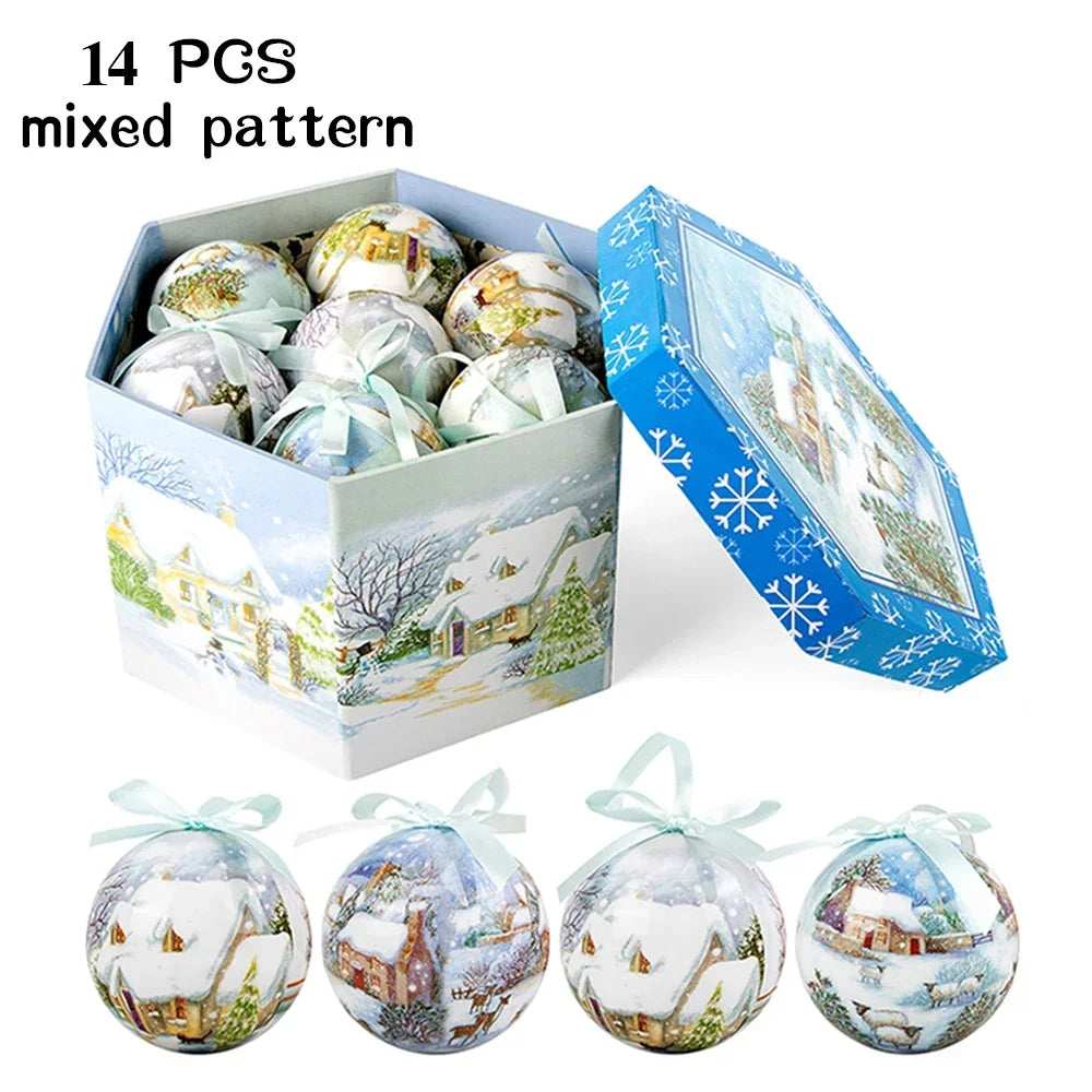 14 piezas de adornos para árbol de Navidad Bolas decorativas Bolas colgantes para fiestas Decoración para el hogar Regalo de Navidad Set Navidad Bola de discoteca Natal