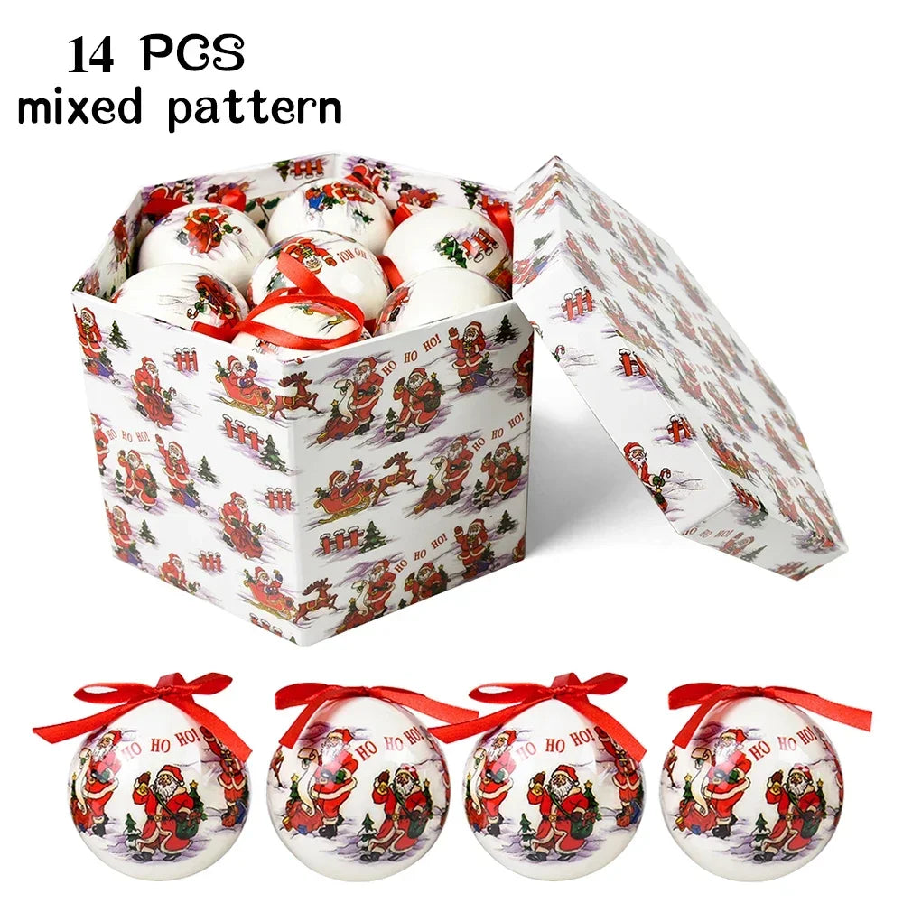 14 piezas de adornos para árbol de Navidad Bolas decorativas Bolas colgantes para fiestas Decoración para el hogar Regalo de Navidad Set Navidad Bola de discoteca Natal