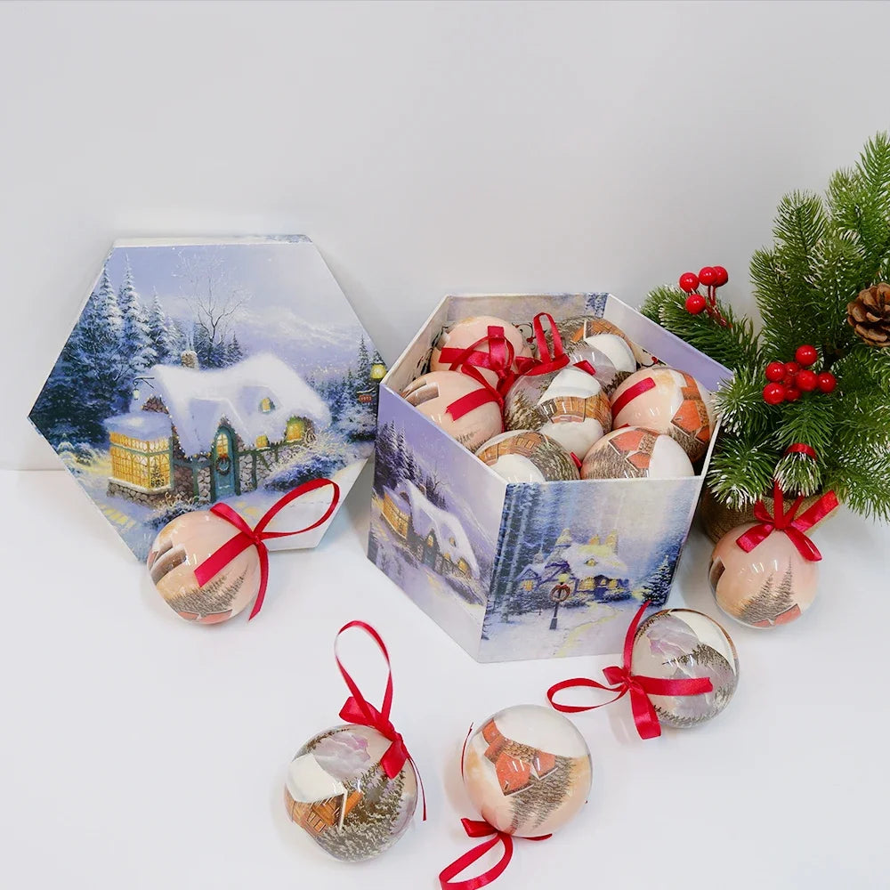 14 piezas de adornos para árbol de Navidad Bolas decorativas Bolas colgantes para fiestas Decoración para el hogar Regalo de Navidad Set Navidad Bola de discoteca Natal