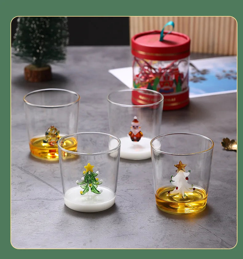 Taza de café de vidrio con forma de árbol de Navidad de 300 ml. Vaso para jugo. Taza para leche. Ideal como regalo de Navidad. Decoración para la mesa del comedor. Taza navideña.