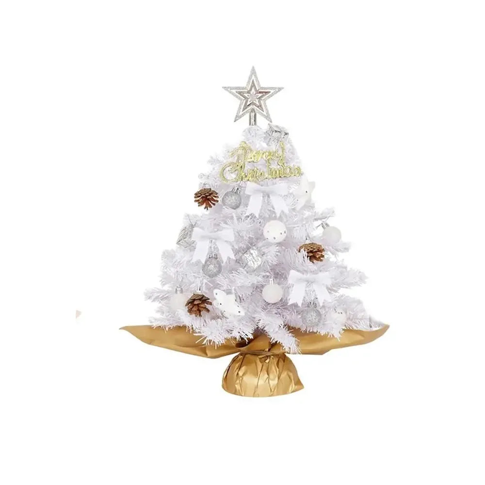 Decoración festiva Árbol de Navidad artificial mini con luces Adornos de colores para el escritorio con estrella Modelo de árbol de Navidad Navidad