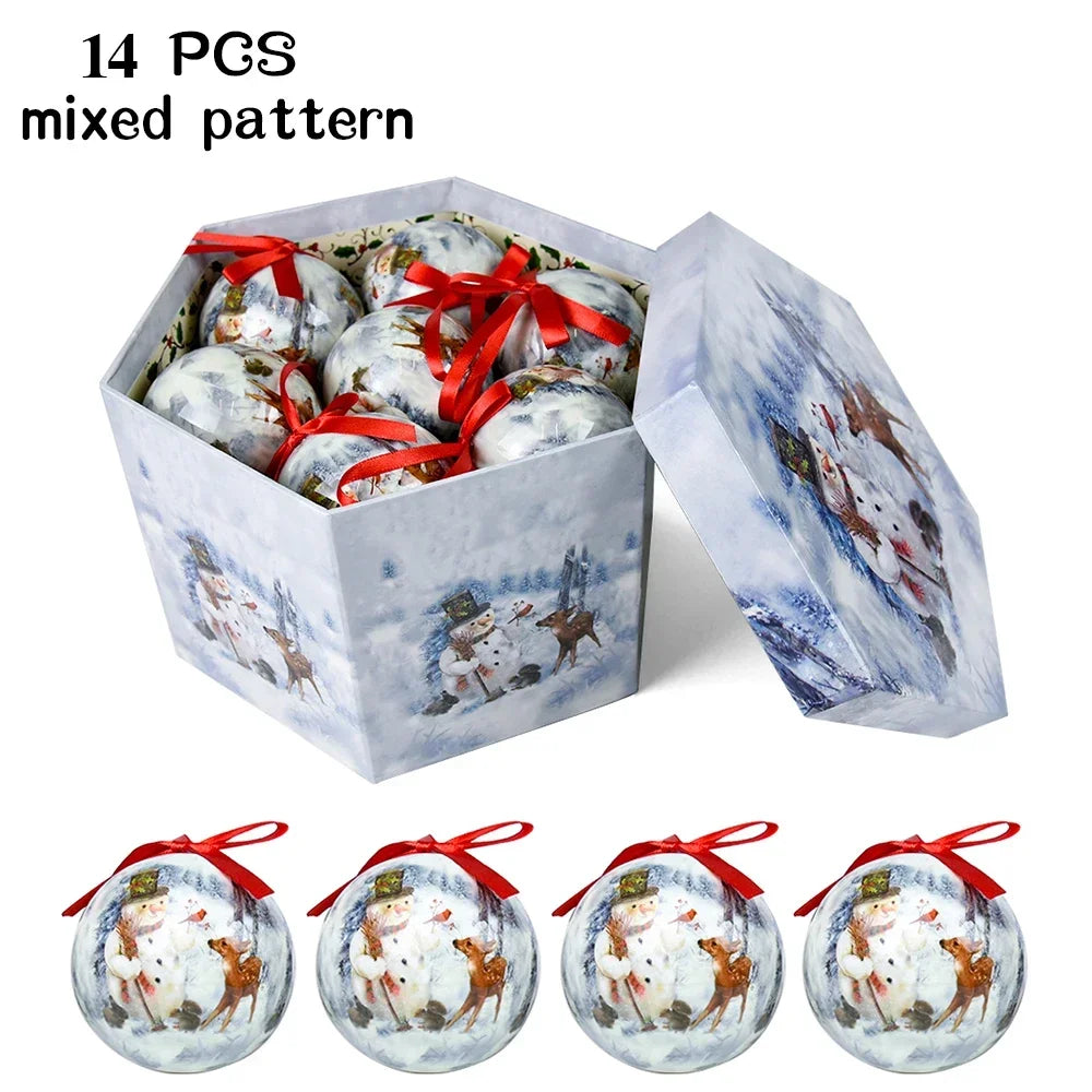 14 piezas de adornos para árbol de Navidad Bolas decorativas Bolas colgantes para fiestas Decoración para el hogar Regalo de Navidad Set Navidad Bola de discoteca Natal