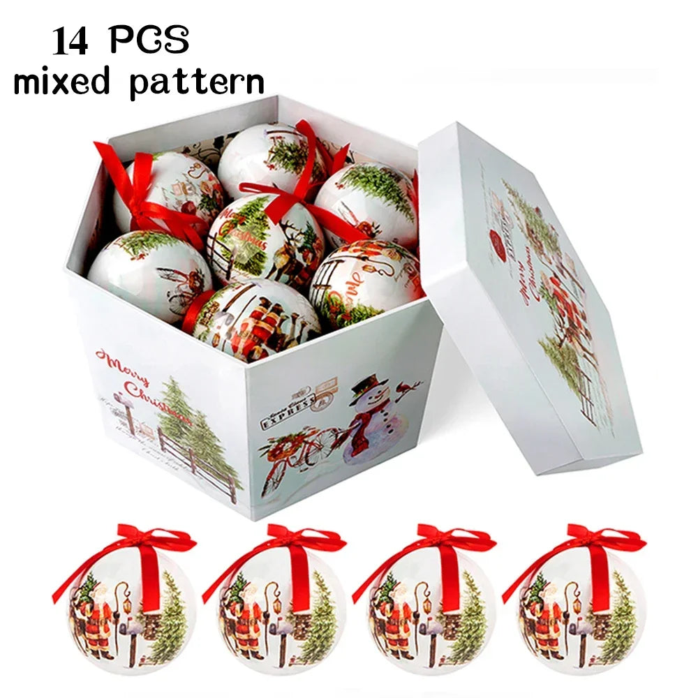 14 piezas de adornos para árbol de Navidad Bolas decorativas Bolas colgantes para fiestas Decoración para el hogar Regalo de Navidad Set Navidad Bola de discoteca Natal