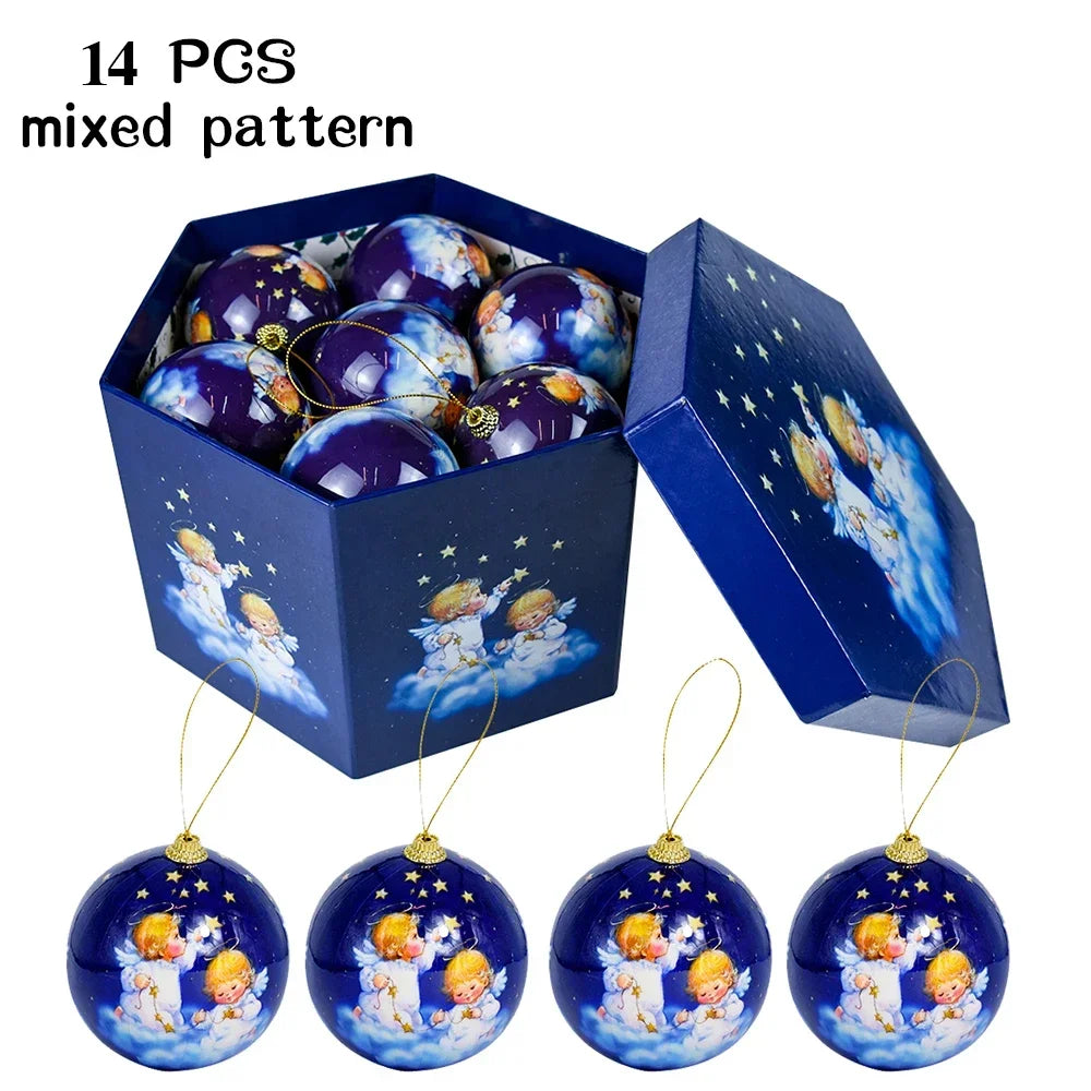 14 piezas de adornos para árbol de Navidad Bolas decorativas Bolas colgantes para fiestas Decoración para el hogar Regalo de Navidad Set Navidad Bola de discoteca Natal