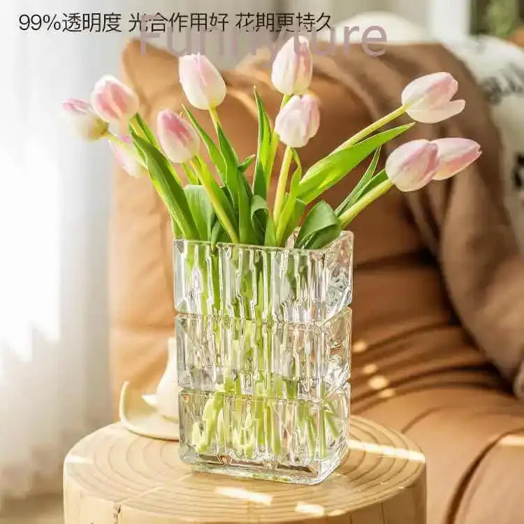 Florero de cristal, jarrones transparentes, mesa de comedor, dormitorio, flores hidropónicas, florero de rosas, decoración para sala de estar, terrario, decoración del hogar