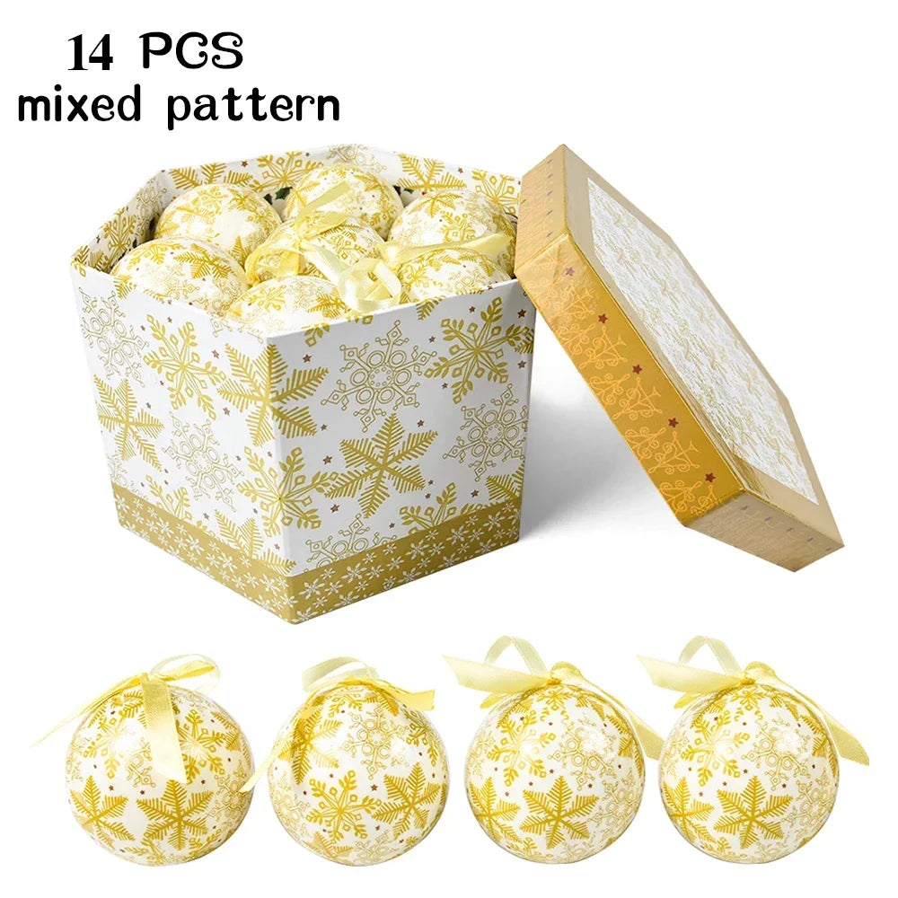 14 piezas de adornos para árbol de Navidad Bolas decorativas Bolas colgantes para fiestas Decoración para el hogar Regalo de Navidad Set Navidad Bola de discoteca Natal
