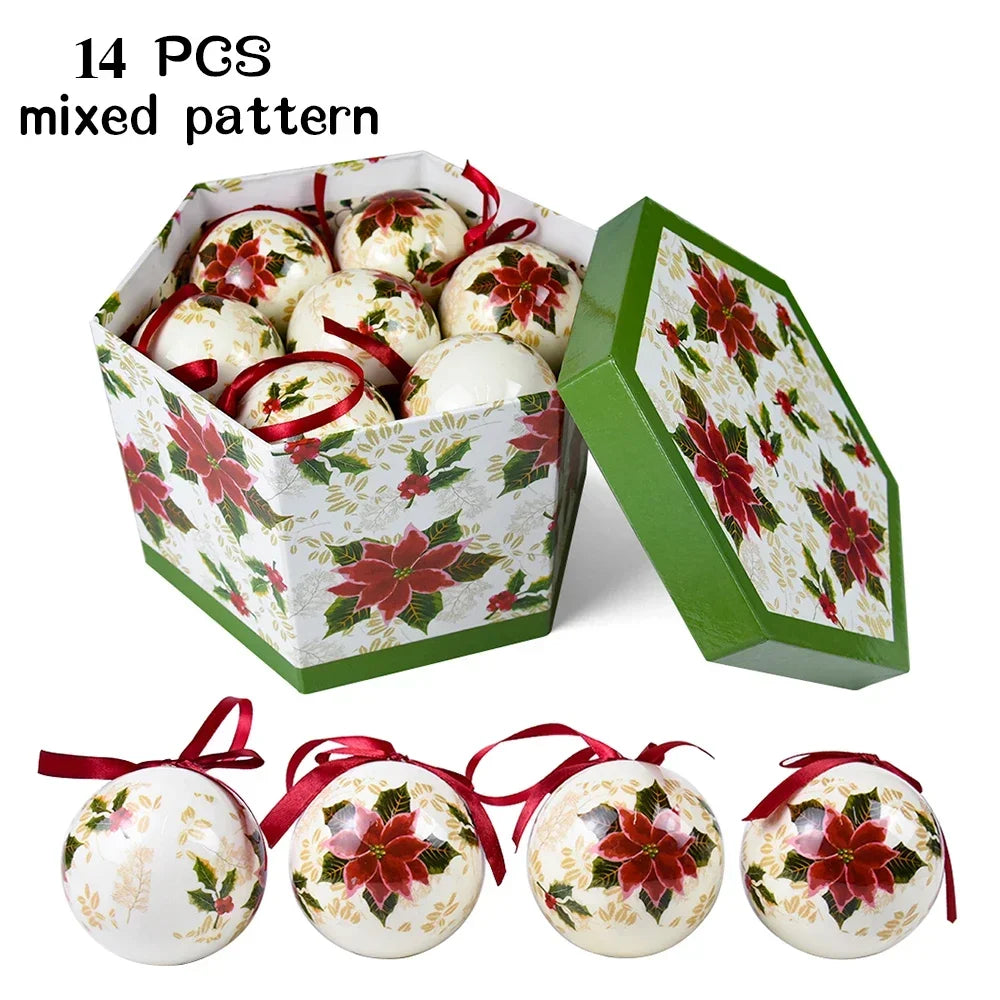 14 piezas de adornos para árbol de Navidad Bolas decorativas Bolas colgantes para fiestas Decoración para el hogar Regalo de Navidad Set Navidad Bola de discoteca Natal
