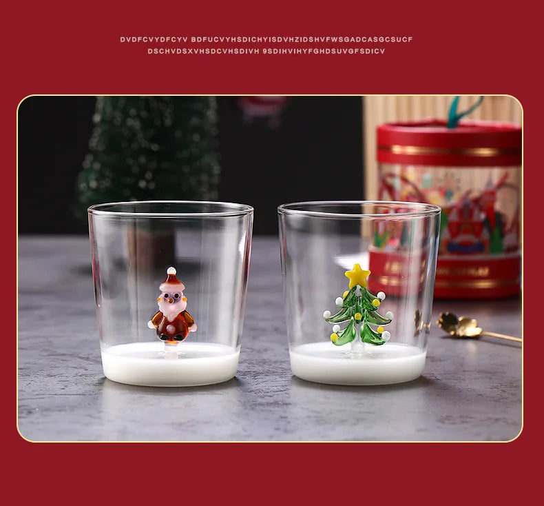 Taza de café de vidrio con forma de árbol de Navidad de 300 ml. Vaso para jugo. Taza para leche. Ideal como regalo de Navidad. Decoración para la mesa del comedor. Taza navideña.
