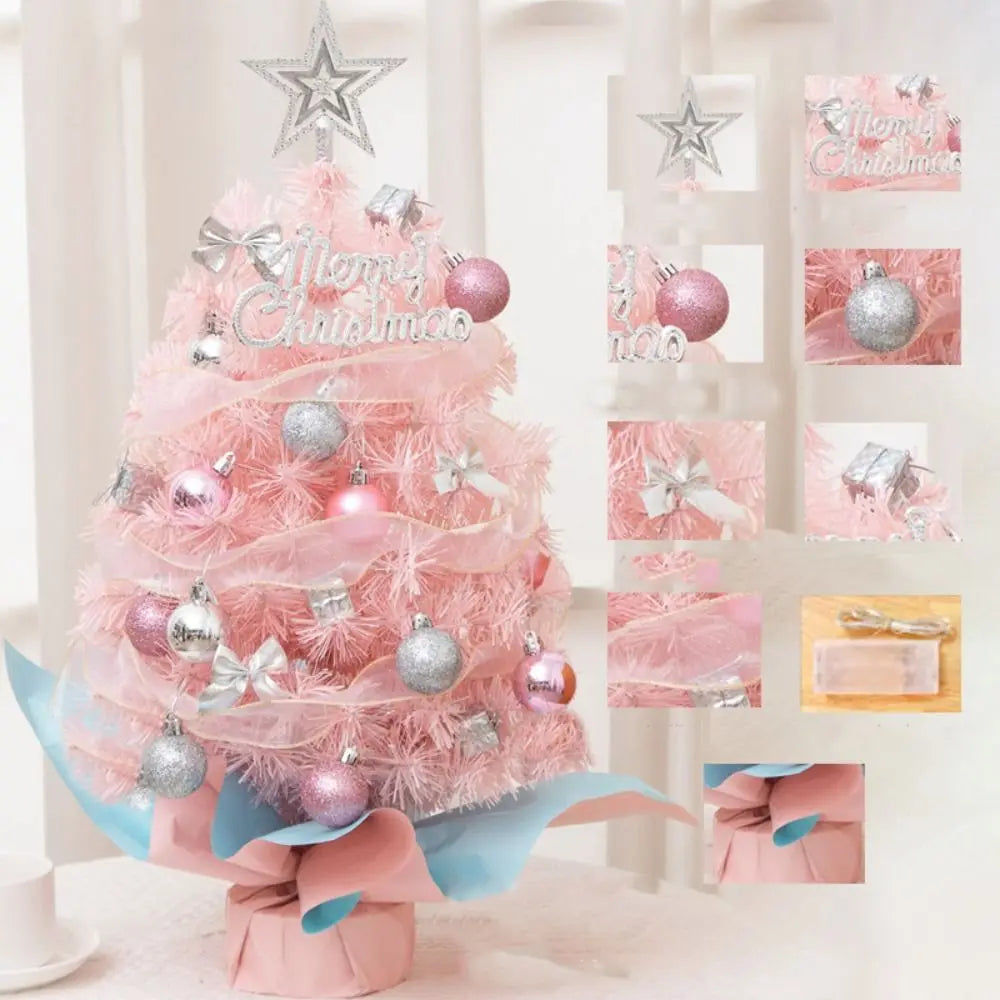 Decoración festiva Árbol de Navidad artificial mini con luces Adornos de colores para el escritorio con estrella Modelo de árbol de Navidad Navidad