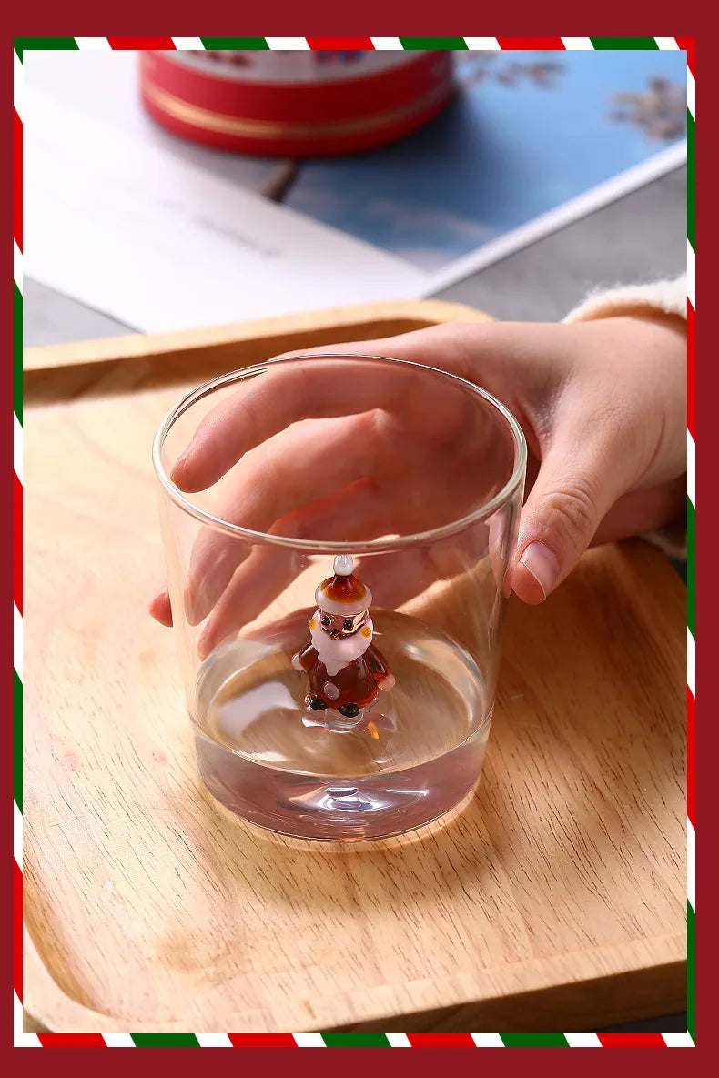 Taza de café de vidrio con forma de árbol de Navidad de 300 ml. Vaso para jugo. Taza para leche. Ideal como regalo de Navidad. Decoración para la mesa del comedor. Taza navideña.