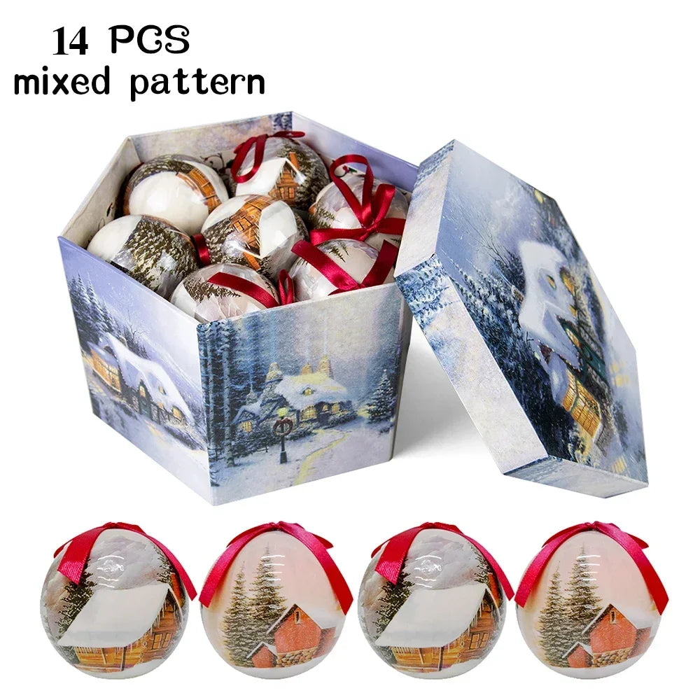14 piezas de adornos para árbol de Navidad Bolas decorativas Bolas colgantes para fiestas Decoración para el hogar Regalo de Navidad Set Navidad Bola de discoteca Natal