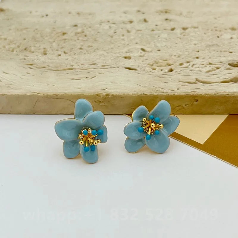 1:1 KS joyería pendientes de flores joyería mujer joyería de moda cumpleaños aretes para mujer