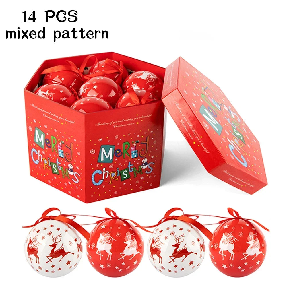 14 piezas de adornos para árbol de Navidad Bolas decorativas Bolas colgantes para fiestas Decoración para el hogar Regalo de Navidad Set Navidad Bola de discoteca Natal