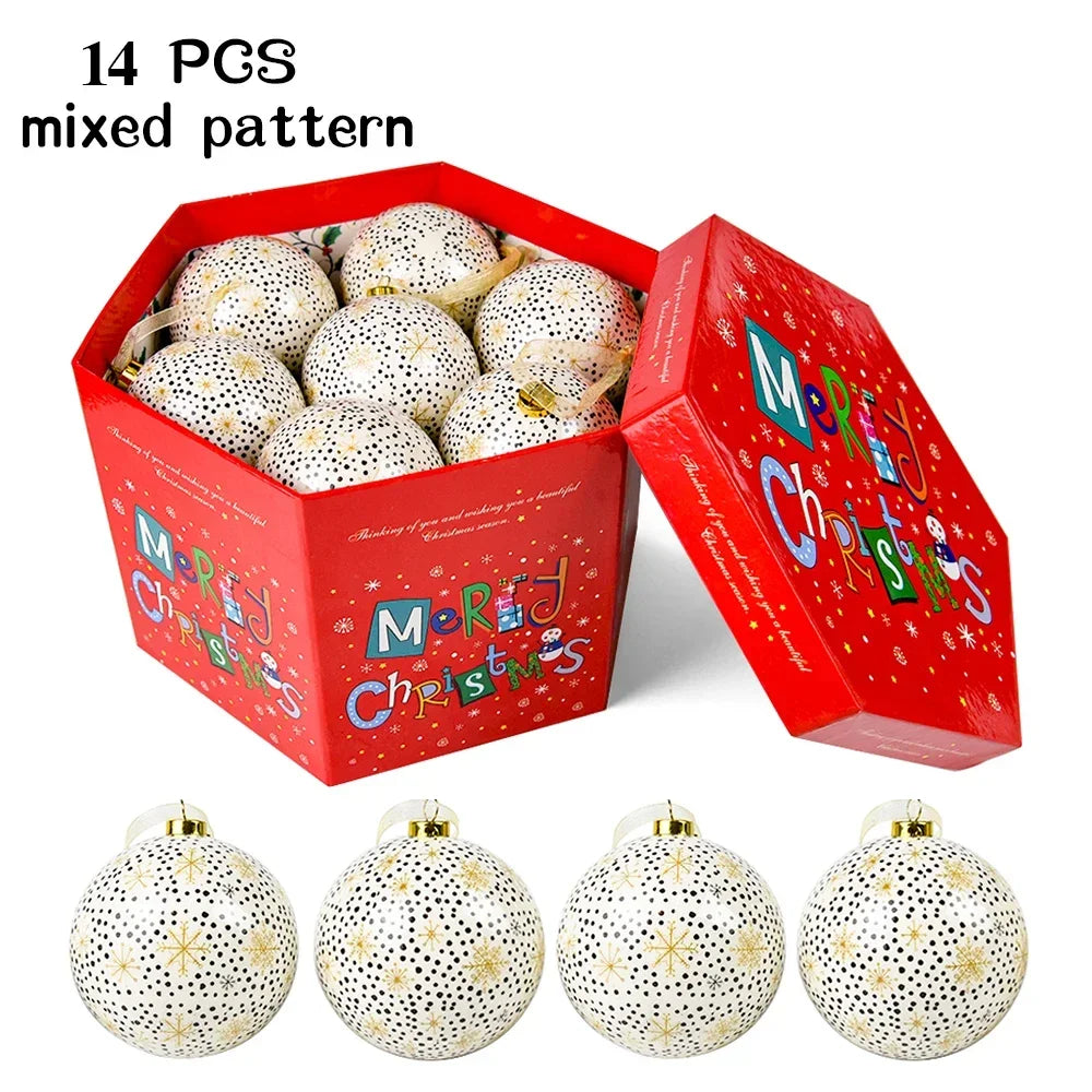 14 piezas de adornos para árbol de Navidad Bolas decorativas Bolas colgantes para fiestas Decoración para el hogar Regalo de Navidad Set Navidad Bola de discoteca Natal