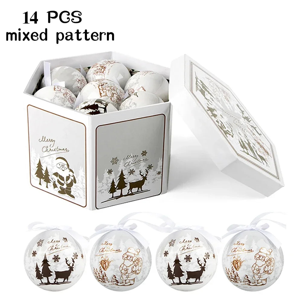 14 piezas de adornos para árbol de Navidad Bolas decorativas Bolas colgantes para fiestas Decoración para el hogar Regalo de Navidad Set Navidad Bola de discoteca Natal