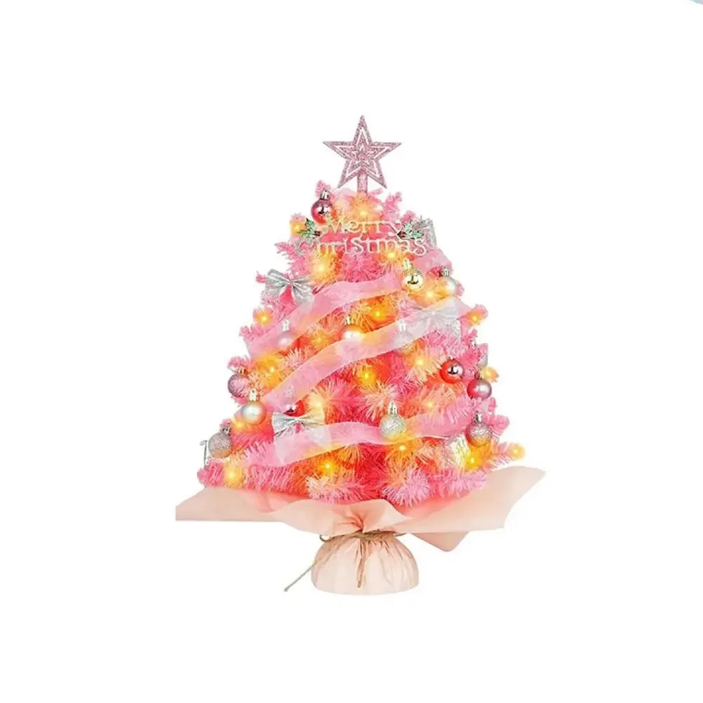 Decoración festiva Árbol de Navidad artificial mini con luces Adornos de colores para el escritorio con estrella Modelo de árbol de Navidad Navidad