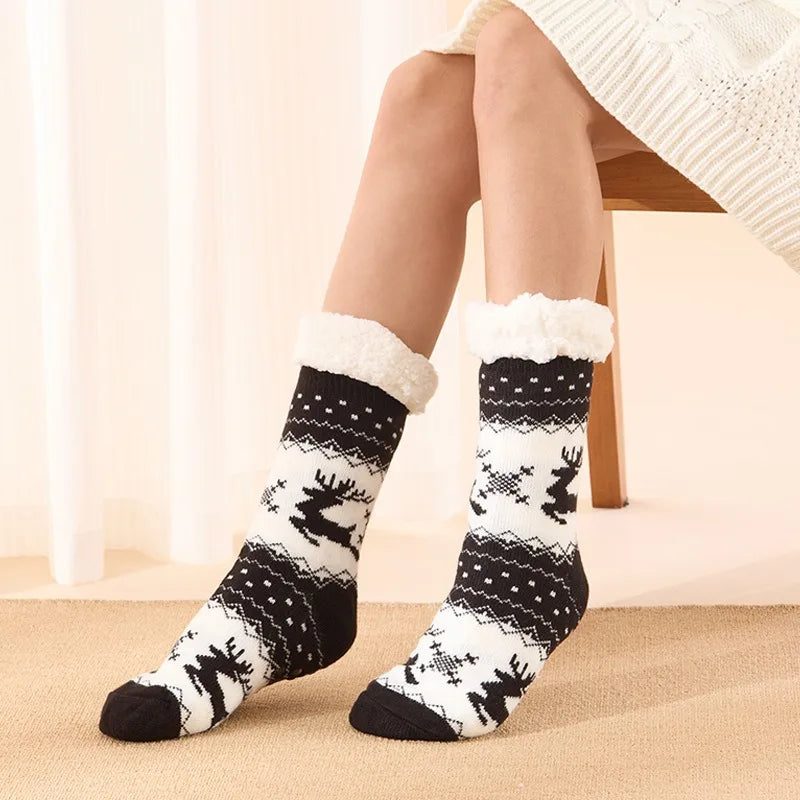 Calcetines navideños con renos Calcetines de lana para dormir en invierno Feliz Navidad Regalo Feliz Año Nuevo 2026